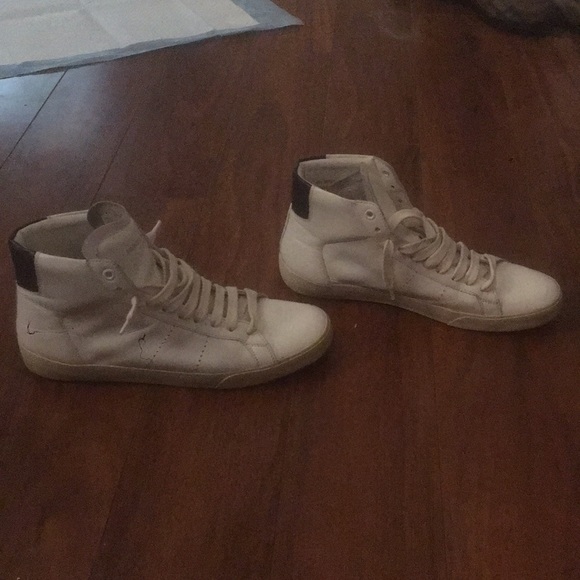 SAINT LAURENT WHITE LEATHER SNEAKERS - Picture 3 of 4